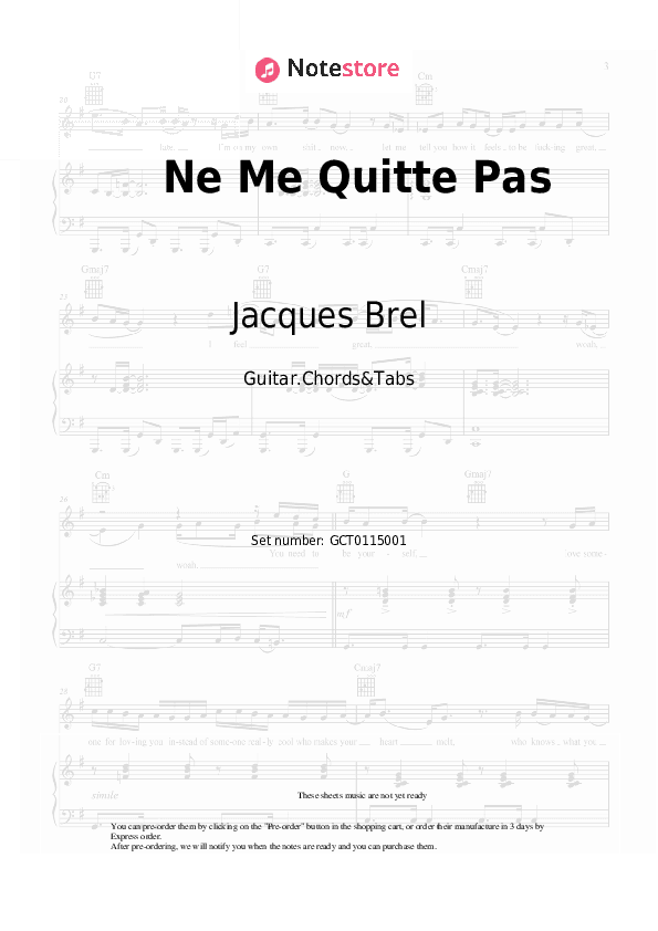 Ne Me Quitte Pas - Jacques Brel Chords and Tabs - Guitar.Chords&Tabs