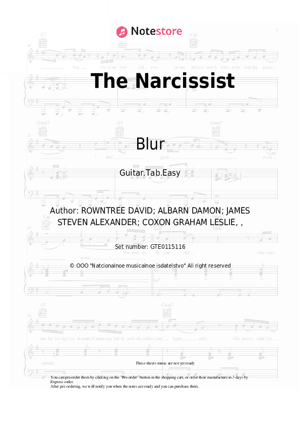 The Narcissist - Blur Tabs Easy - Guitar.Tab.Easy
