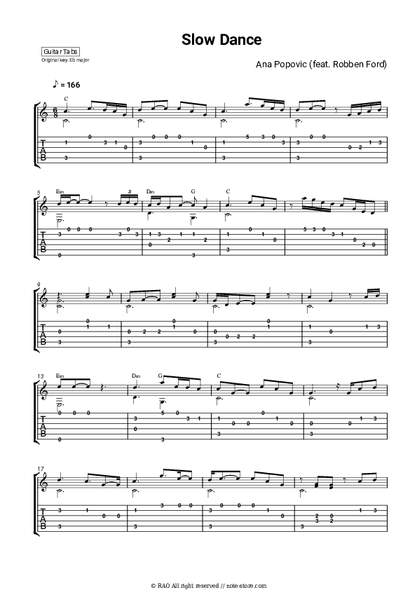 Slow Dance - Ana Popovic, Robben Ford Tabs Easy - Guitar.Tab.Easy