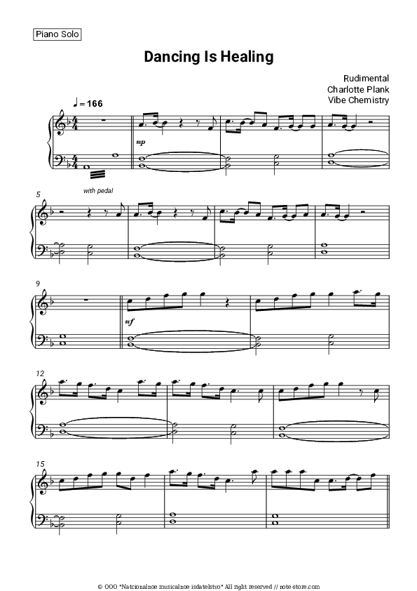 Dancing Is Healing - Rudimental, Charlotte Plank, Vibe Chemistry Piano Sheet Music - Piano.Solo