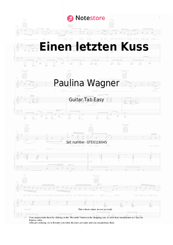 Einen letzten Kuss - Paulina Wagner Tabs Easy - Guitar.Tab.Easy