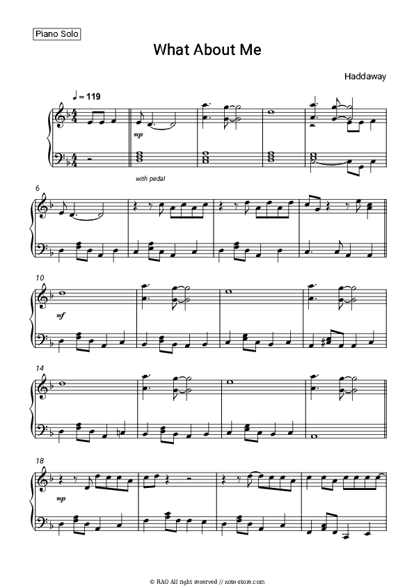 What About Me - Haddaway Piano Sheet Music - Piano.Solo