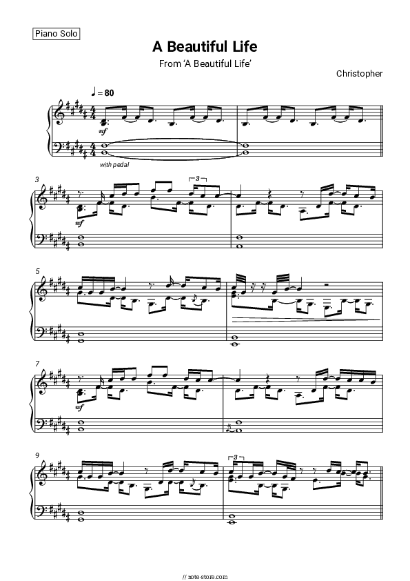 A Beautiful Life (From ‘A Beautiful Life’) - Christopher Piano Sheet Music - Piano.Solo