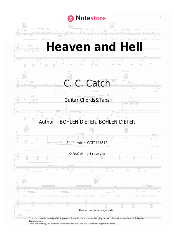 Heaven and Hell - C. C. Catch Chords and Tabs - Guitar.Chords&Tabs