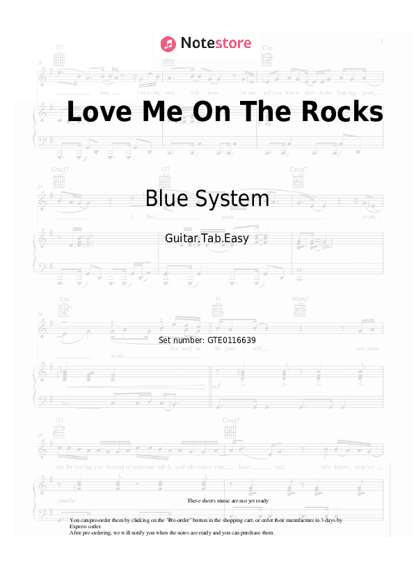 Love Me On The Rocks - Blue System Tabs Easy - Guitar.Tab.Easy