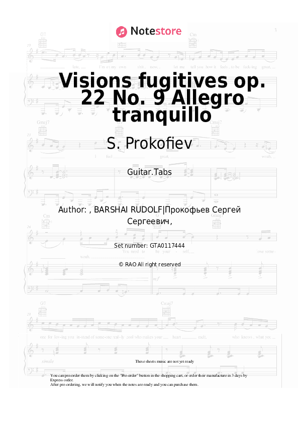Visions fugitives op. 22 No. 9 Allegro tranquillo - S. Prokofiev Tabs - Guitar.Tabs
