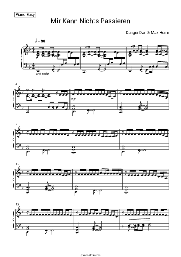 Mir Kann Nichts Passieren - Antilopen Gang, Danger Dan, Max Herre Piano Sheet Music Easy - Piano.Easy