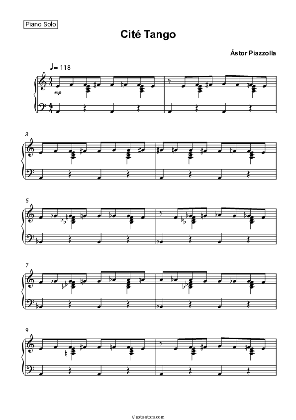 Cite' Tango - Astor Piazzolla Piano Sheet Music - Piano.Solo