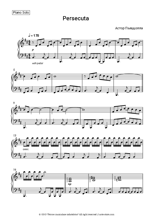 Persecuta - Astor Piazzolla Piano Sheet Music - Piano.Solo