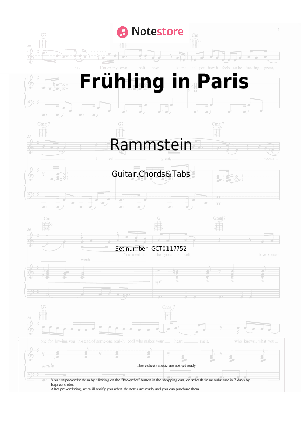 Frühling in Paris - Rammstein Chords and Tabs - Guitar.Chords&Tabs