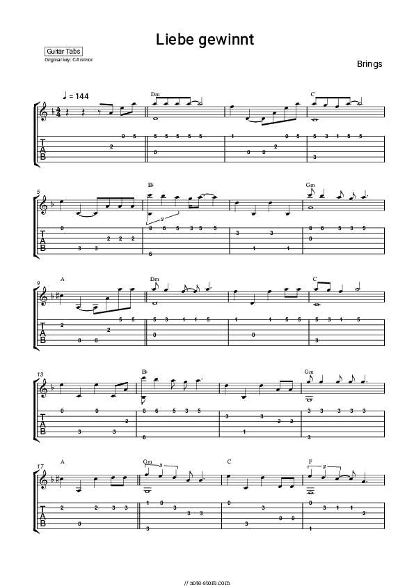 Liebe gewinnt - Brings Tabs Easy - Guitar.Tab.Easy