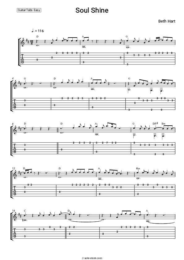 Soul Shine - Beth Hart Tabs Easy - Guitar.Tab.Easy