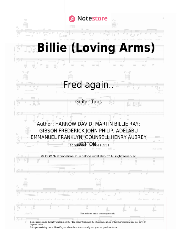 Billie (Loving Arms) - Fred again.. Tabs - Guitar.Tabs