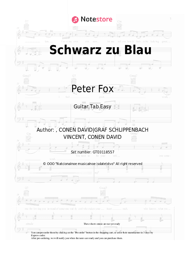 Schwarz zu Blau - Peter Fox Tabs Easy - Guitar.Tab.Easy