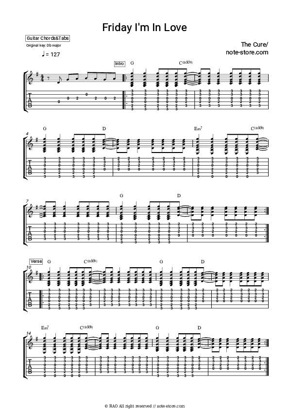 Friday I'm In Love - The Cure Chords and Tabs - Guitar.Chords&Tabs