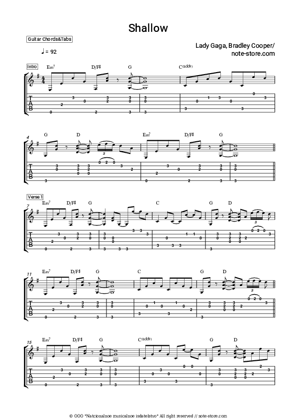 Shallow (From A Star Is Born) - Lady Gaga, Bradley Cooper Chords and Tabs - Guitar.Chords&Tabs
