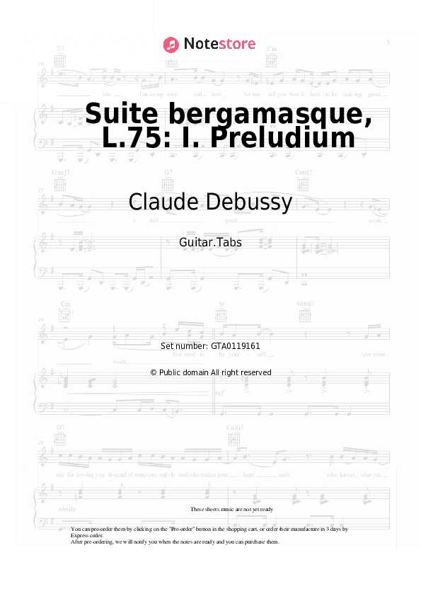 Suite bergamasque, L.75: I. Preludium - Claude Debussy Tabs - Guitar.Tabs