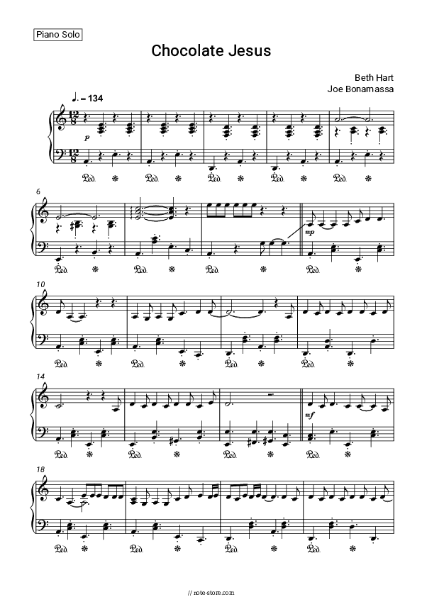 Chocolate Jesus - Beth Hart, Joe Bonamassa Piano Sheet Music - Piano.Solo