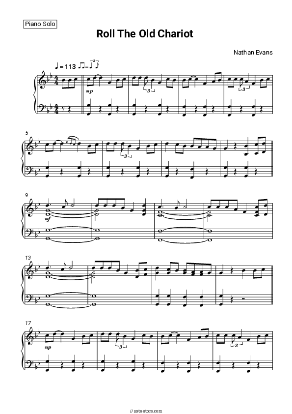 Roll The Old Chariot - Nathan Evans Piano Sheet Music - Piano.Solo