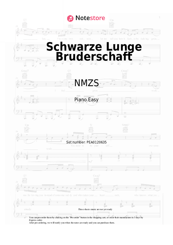 Schwarze Lunge Bruderschaft - NMZS, Danger Dan Piano Sheet Music Easy - Piano.Easy