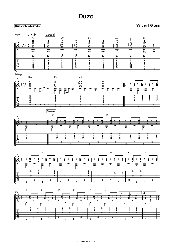 Ouzo - Vincent Gross Chords and Tabs - Guitar.Chords&Tabs