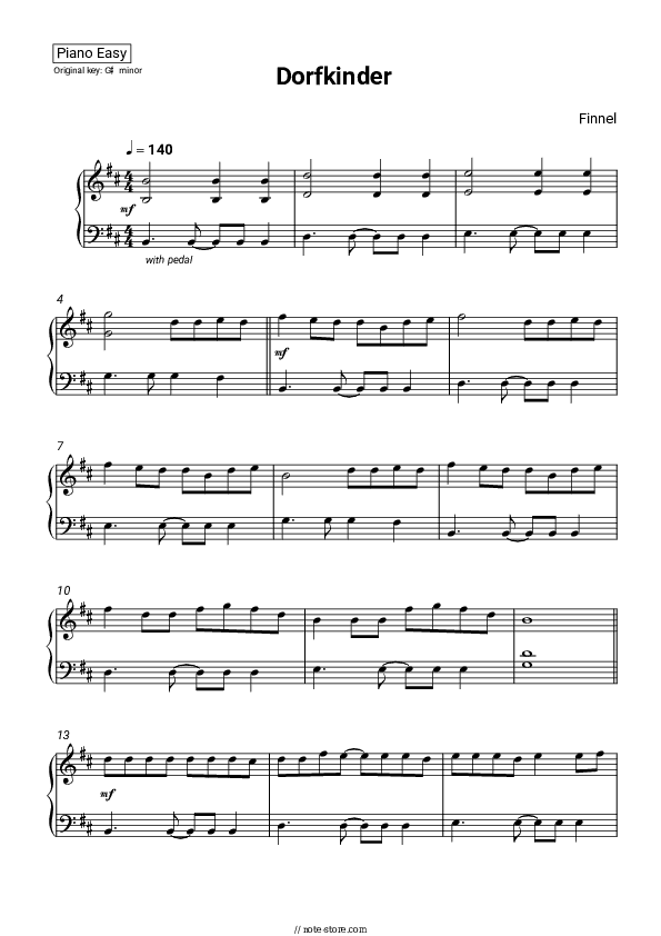 Dorfkinder - Finnel Piano Sheet Music Easy - Piano.Easy