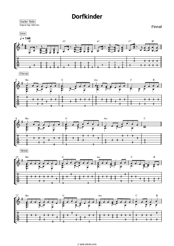 Dorfkinder - Finnel Tabs - Guitar.Tabs