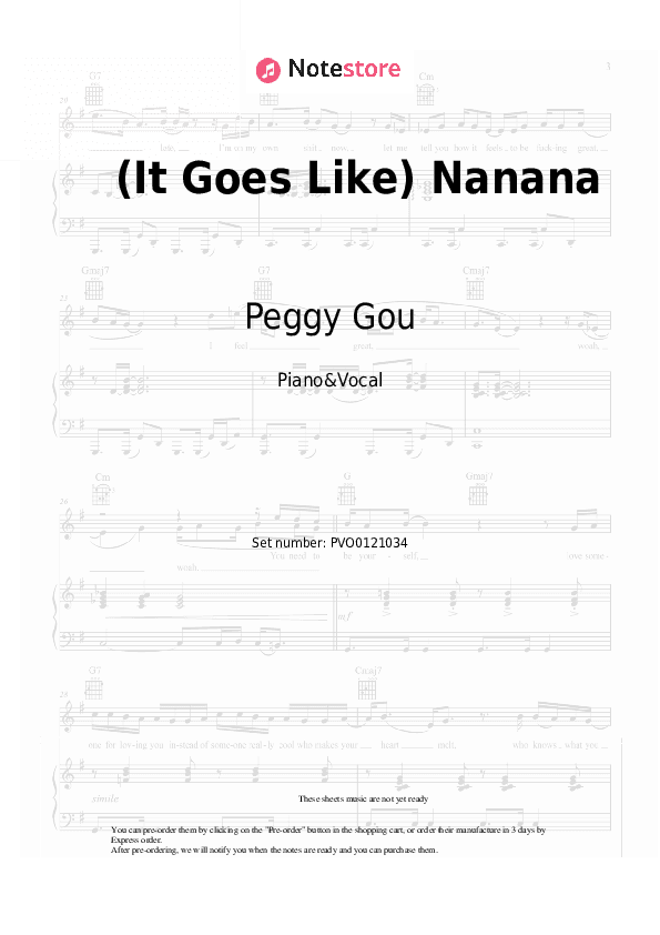 (It Goes Like) Nanana - Peggy Gou Piano Sheet Music with the Voice part - Piano&Vocal