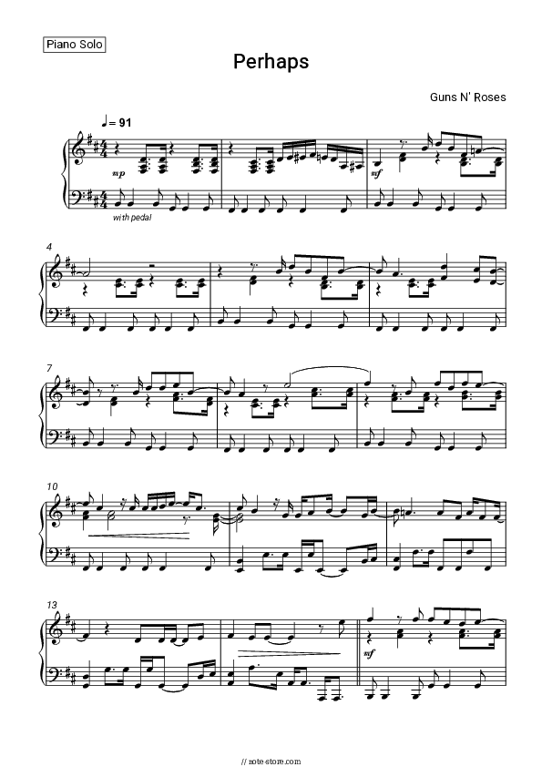 Perhaps - Guns N' Roses Piano Sheet Music - Piano.Solo