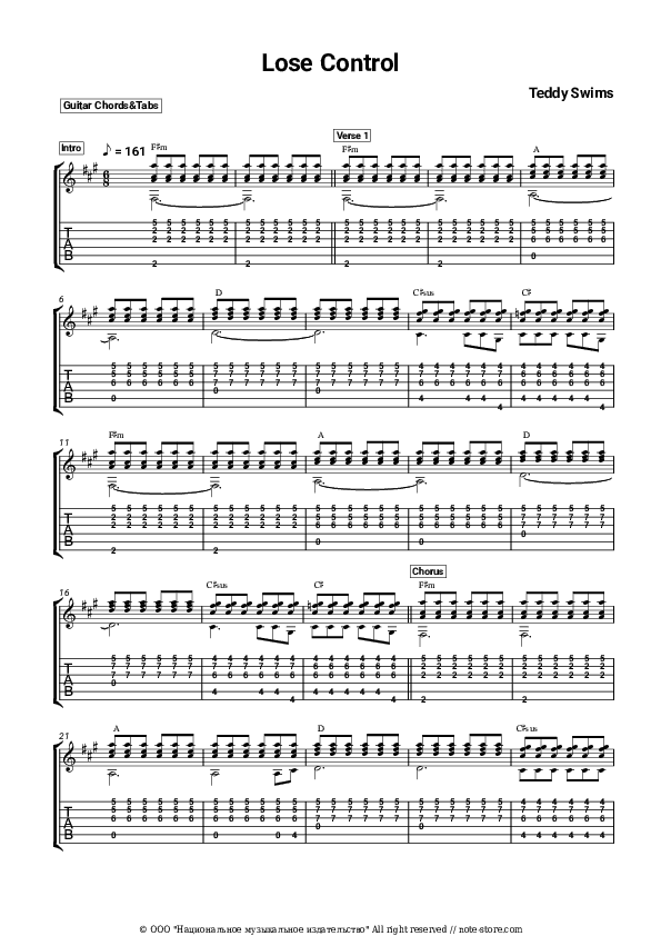Lose Control - Teddy Swims Chords and Tabs - Guitar.Chords&Tabs