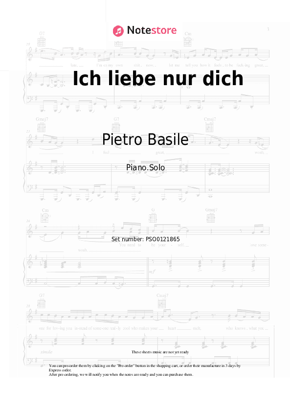 Ich liebe nur dich - Pietro Basile, Sarah Engels Piano Sheet Music - Piano.Solo