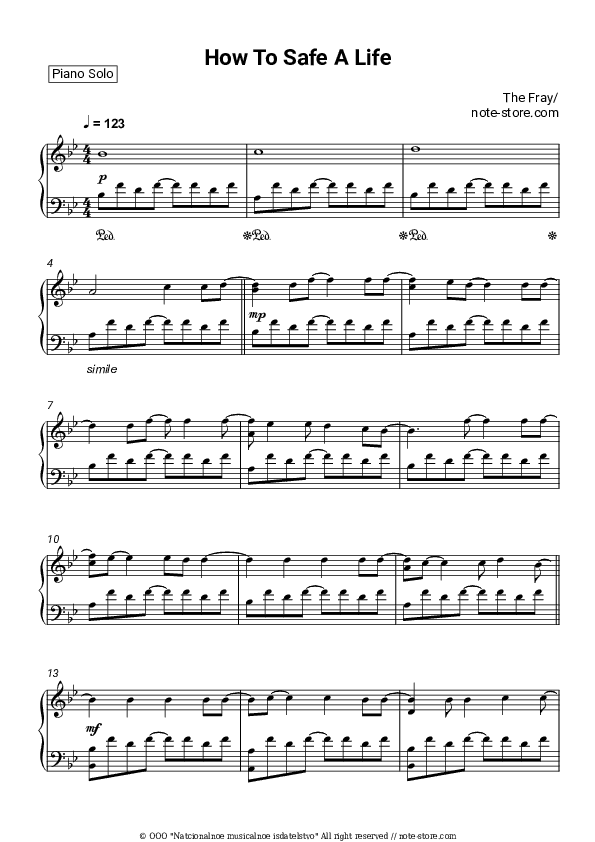 How To Save A Life - The Fray Piano Sheet Music - Piano.Solo