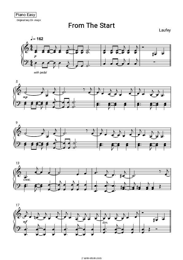 From The Start - Laufey Piano Sheet Music Easy - Piano.Easy