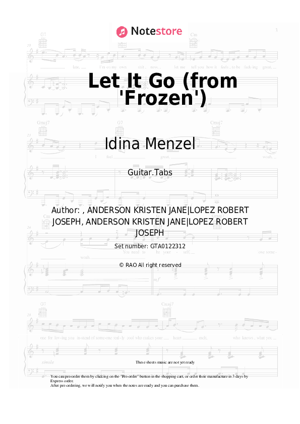 Let It Go (from 'Frozen') - Idina Menzel Tabs - Guitar.Tabs
