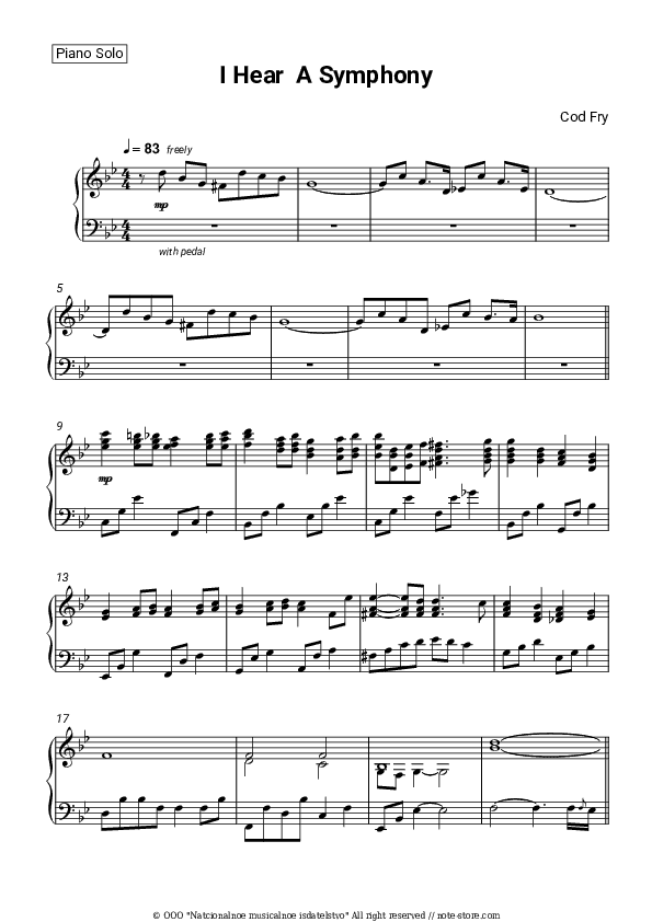 I Hear A Symphony - Cody Fry Piano Sheet Music - Piano.Solo