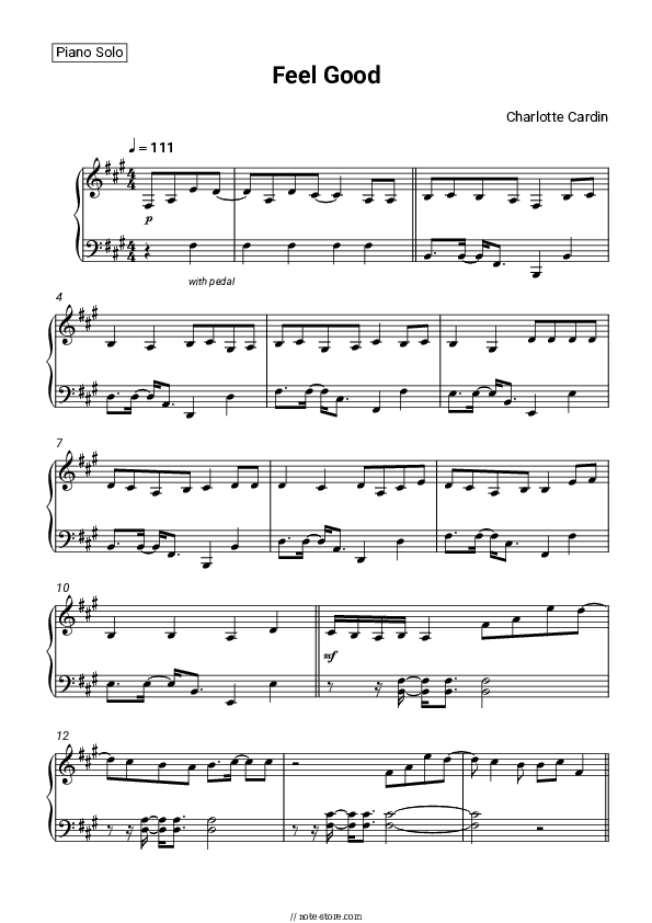 Feel Good - Charlotte Cardin Piano Sheet Music - Piano.Solo