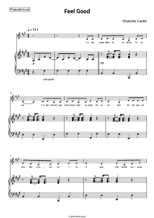 Feel Good - Charlotte Cardin Piano Sheet Music with the Voice part - Piano&Vocal