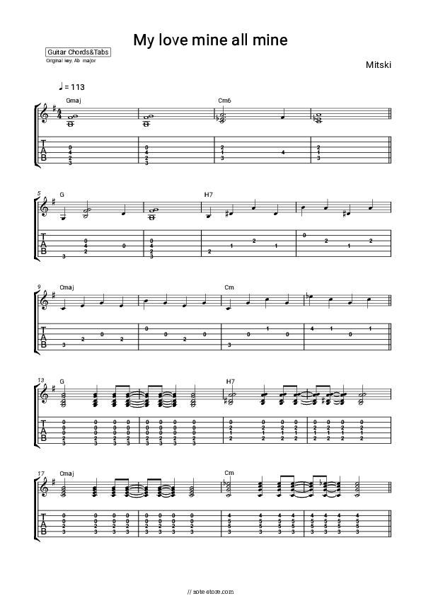 My Love Mine All Mine - Mitski Chords and Tabs - Guitar.Chords&Tabs