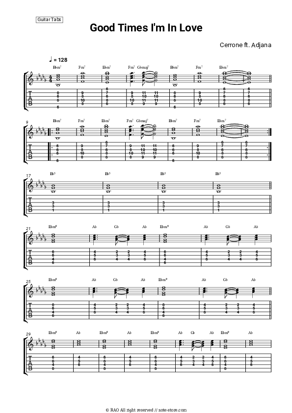 Good Times I'm In Love - Cerrone, Adjäna Chords and Tabs - Guitar.Chords&Tabs