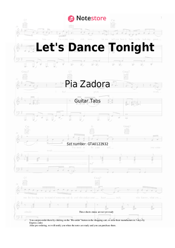 Let's Dance Tonight - Pia Zadora Tabs - Guitar.Tabs
