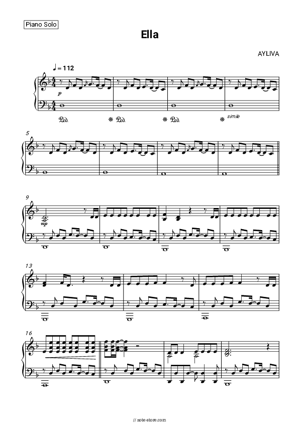 Ella - AYLIVA Piano Sheet Music - Piano.Solo
