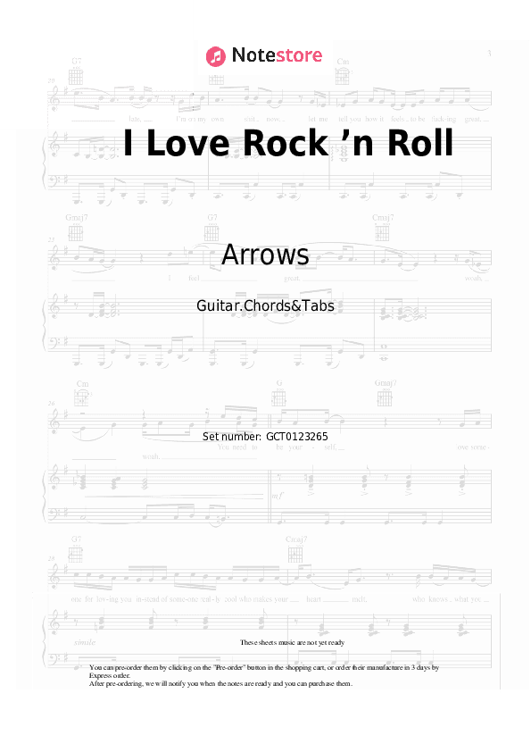 I Love Rock ’n Roll - Arrows Chords and Tabs - Guitar.Chords&Tabs