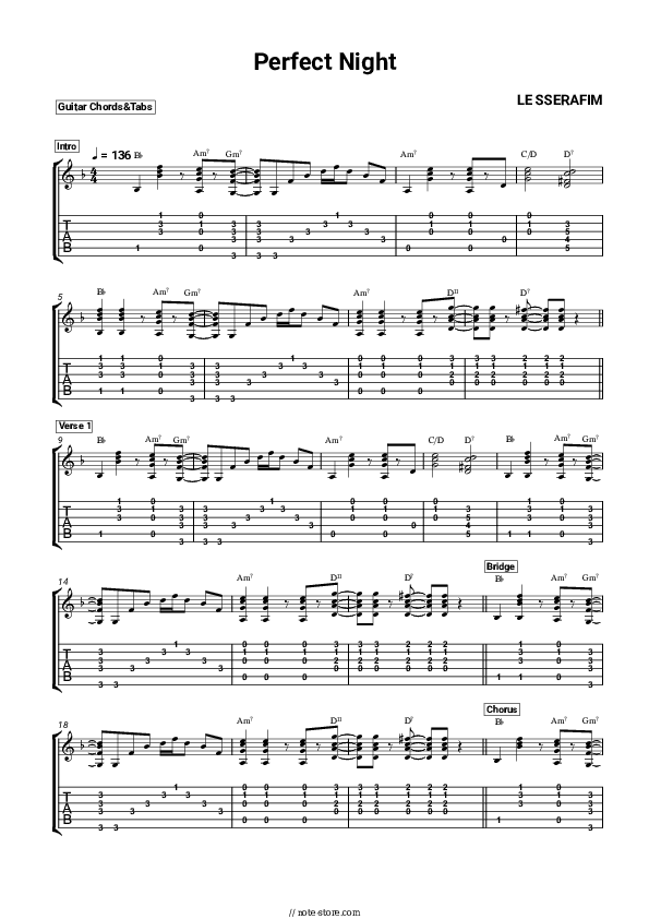 Perfect Night - LE SSERAFIM Chords and Tabs - Guitar.Chords&Tabs