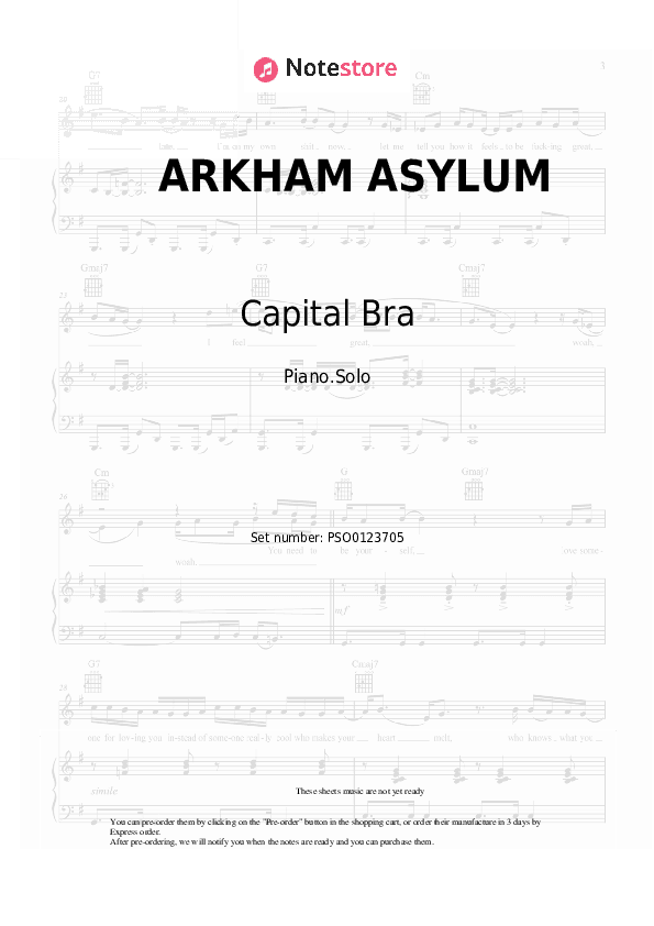 ARKHAM ASYLUM - Capital Bra, Joker Bra Piano Sheet Music - Piano.Solo