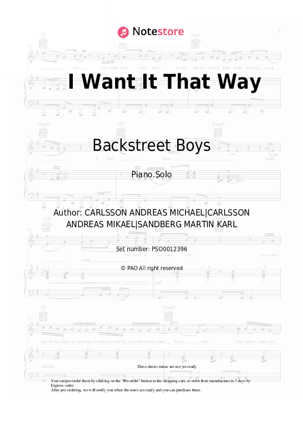 I Want It That Way - Backstreet Boys Piano Sheet Music - Piano.Solo