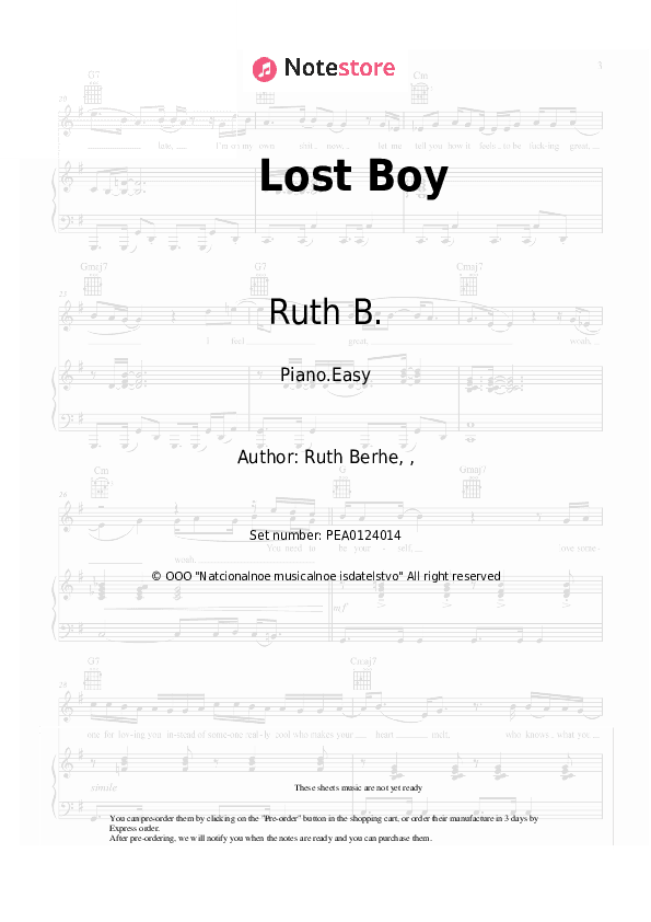 Lost Boy - Ruth B. Piano Sheet Music Easy - Piano.Easy