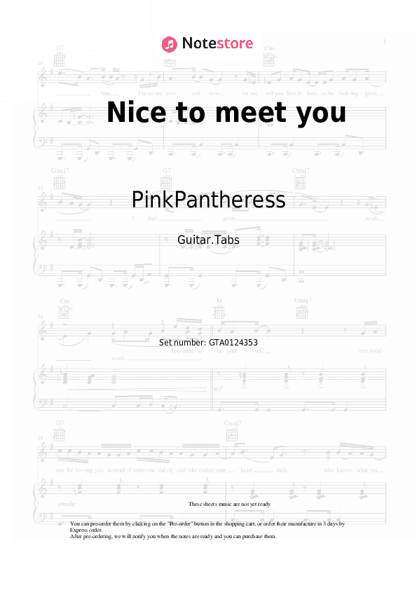 Nice to meet you - PinkPantheress Tabs - Guitar.Tabs