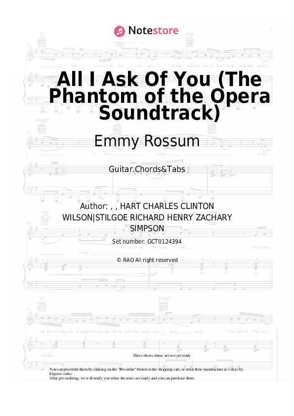All I Ask Of You (The Phantom of the Opera Soundtrack) - Emmy Rossum, Patrick Wilson, Andrew Lloyd Webber Chords and Tabs - Guitar.Chords&Tabs