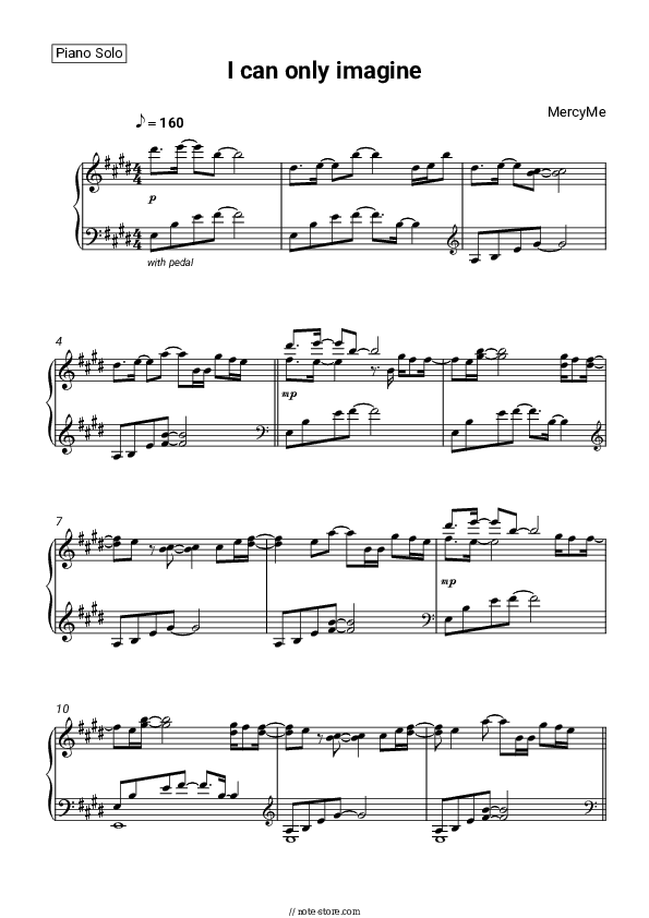 I Can Only Imagine - MercyMe Piano Sheet Music - Piano.Solo