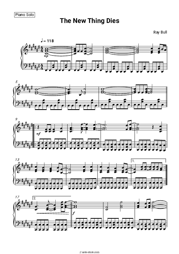 The New Thing Dies - Ray Bull Piano Sheet Music - Piano.Solo